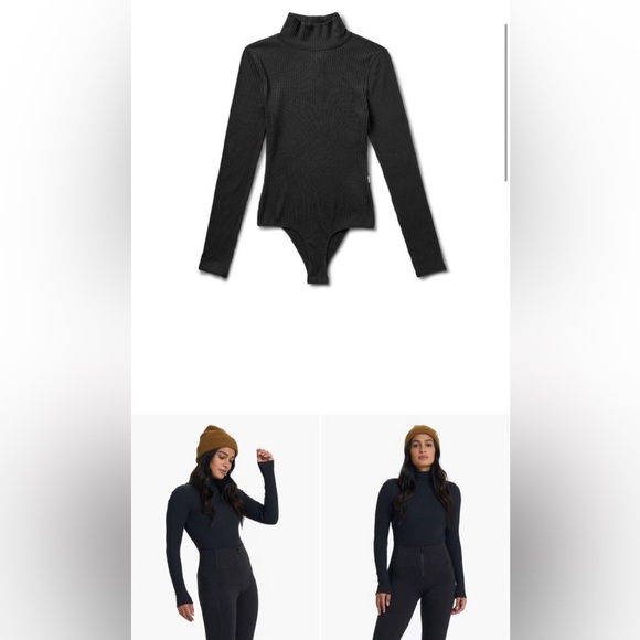 Vuori Tops - Vuori Bleeker Ribbed Brown Caramel Long Sleeve Mock Neck Bodysuit Size M